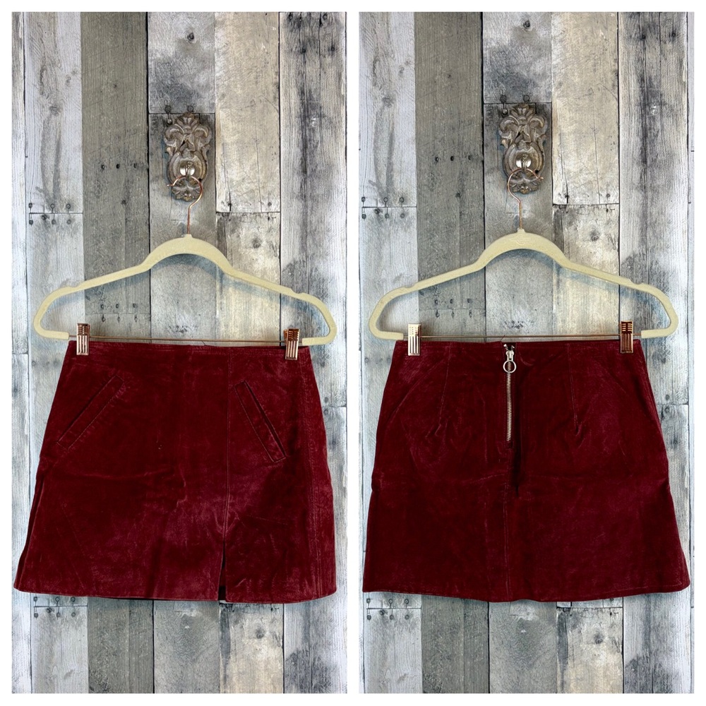 NWT Blank NCY Leather Suede A Line Miniskirt in Wine Red Size 25. - Picture 10 of 11